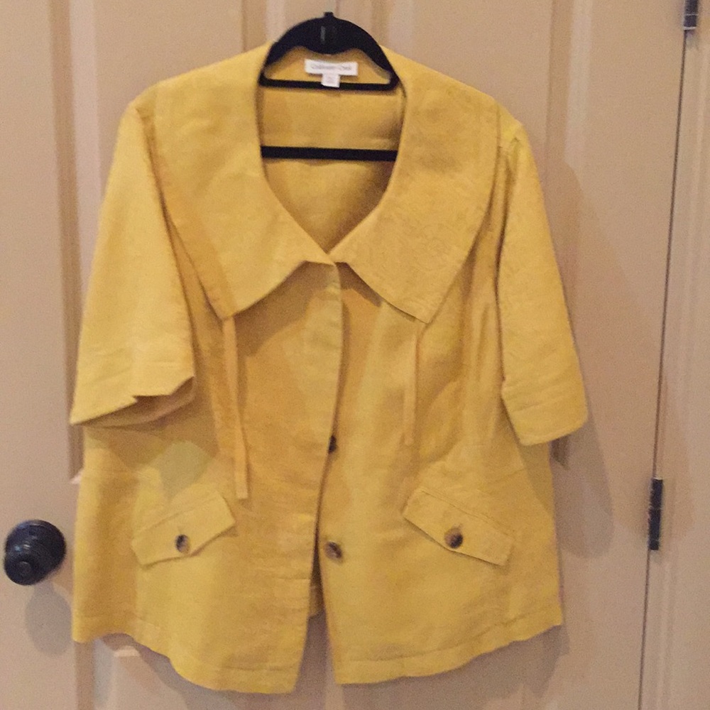 Coldwater Creek mustard yellow short sleeve jacket